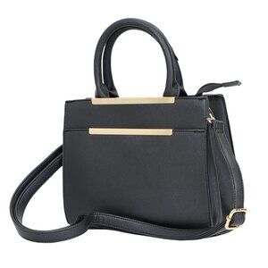 Black Faux Leather Purse Tote Cross Body Shoulder Hand Bag